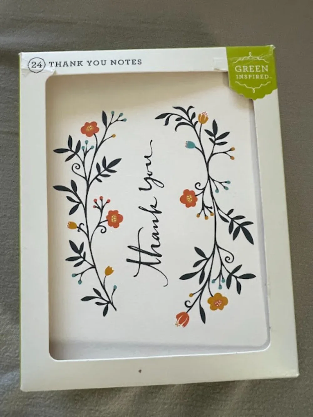 Green Inspired Floral Thank You Cards and Envelopes